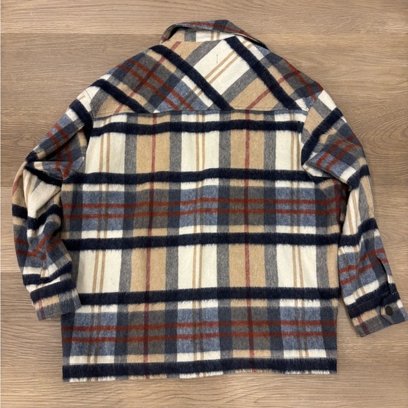Zara Multicolor‎ Plaid Over shirt Wool Blend Shacket Jacket Size XSmall - Picture 3 of 7